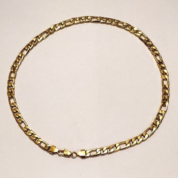 18k Genuine Gold Plated Necklace Figaro Chain Link Christmas Birthday Gift - NEW
